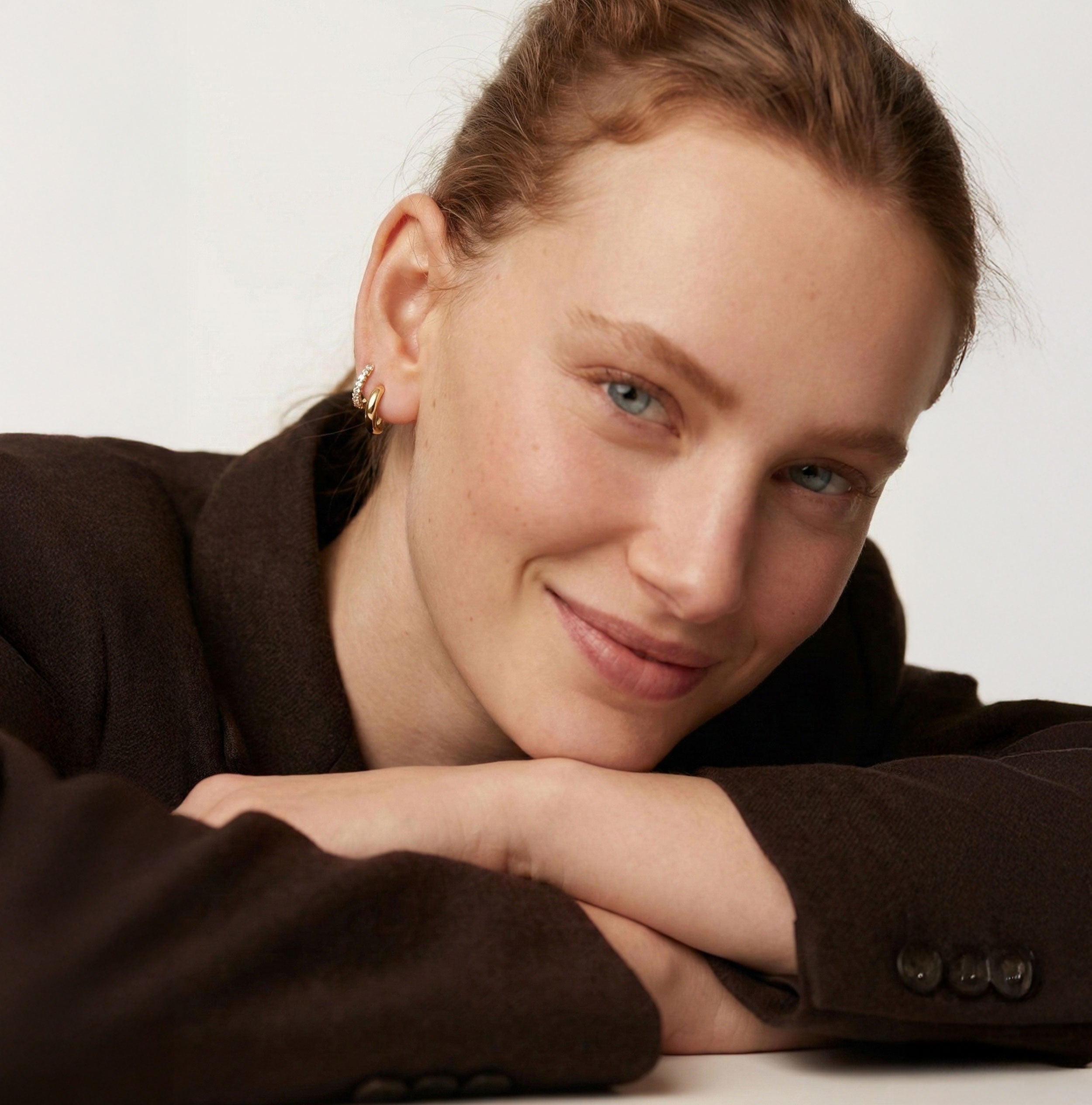 Aretes Huggie Hoops + Mini Hoops Brillantes