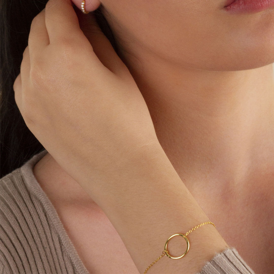 pulsera brazalete mujer plata bañada oro